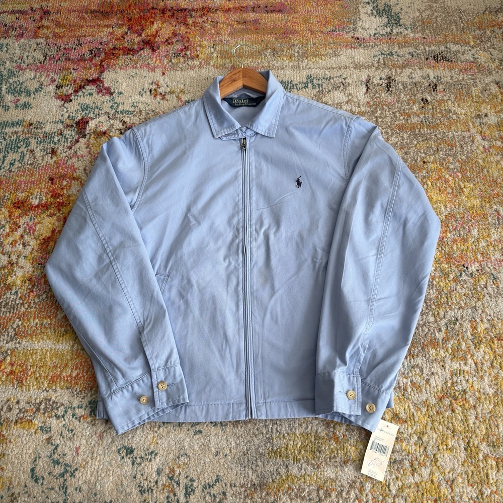 Vintage Polo Ralph Lauren Harrington Jacket Light Blue Cotton Medium